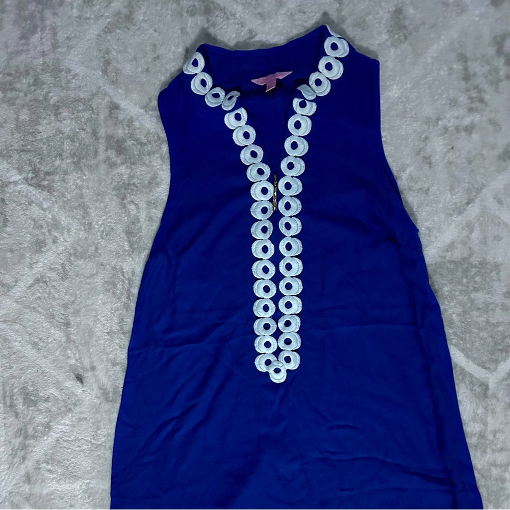 Lilly Pulitzer Royal Blue Sleeveless Mini Dress with White Applique